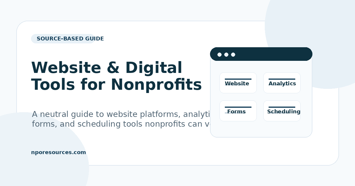 Neutral illustration of website and digital tools for nonprofits