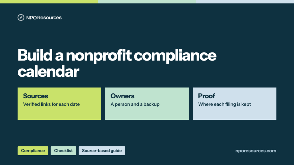 Nonprofit Compliance Calendar Checklist