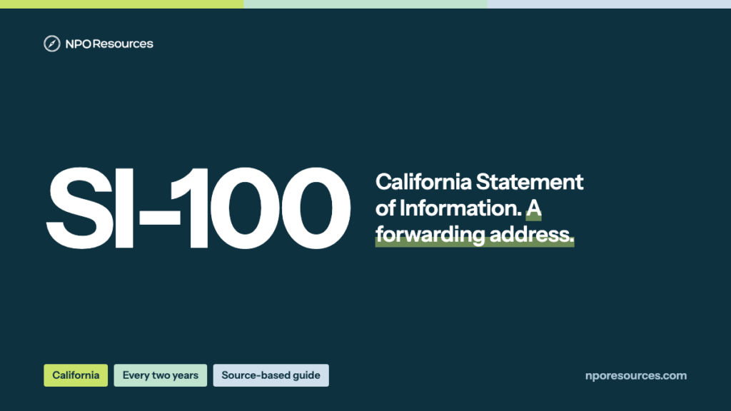 Form SI-100: California Nonprofit Statement of Information